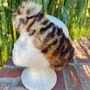 Spotted Dyed Rabbit Fur Headband Bohemian Hippie Unisex Adjustable